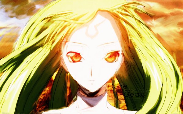Anime picture 1680x1050 with code geass sunrise (studio) c.c. single long hair wide image yellow eyes sky green hair light girl