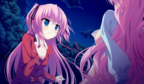 Anime picture 1024x600 with princess evangile rousenin rise long hair blue eyes wide image multiple girls pink hair game cg girl 2 girls
