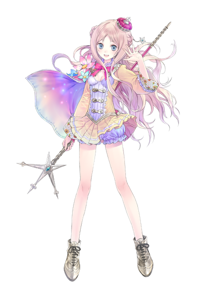 Anime picture 2893x4092 with atelier (series) atelier meruru gust (company) merurulince rede arls kishida mel single long hair tall image looking at viewer highres breasts open mouth blue eyes light erotic standing holding pink hair full body bare legs transparent background