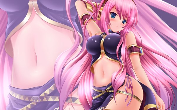 Anime picture 1680x1050 with vocaloid megurine luka obiwan light erotic wide image zoom layer girl