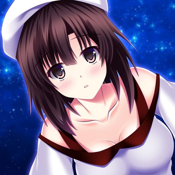 Anime picture 1000x1000 with saenai heroine no sodatekata a-1 pictures katou megumi midori rin single looking at viewer blush short hair open mouth black hair black eyes girl beret