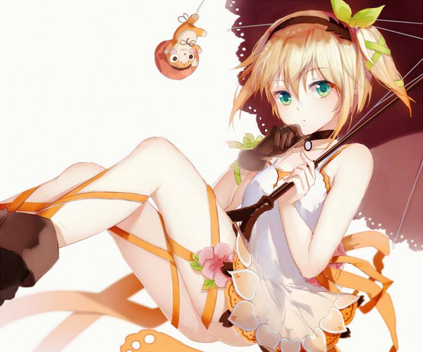 Anime picture 1000x833 with tales of (series) tales of zestiria edna (tales) normin (tales) fengchuilizili single looking at viewer fringe blue eyes light erotic blonde hair holding one side up girl gloves hair ornament flower (flowers) ribbon (ribbons) hair ribbon choker