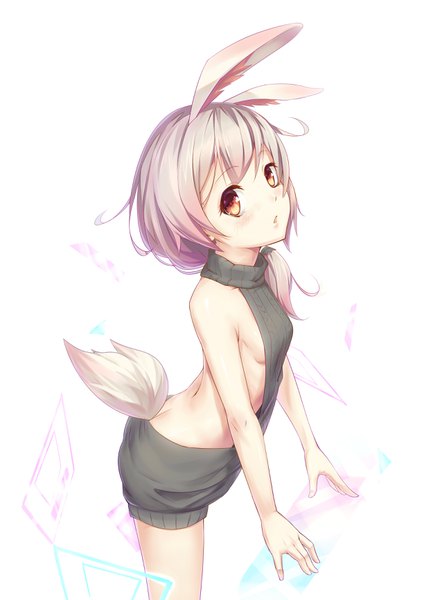 Anime picture 2445x3459 with benghuai xueyuan benghuai xueyuan 2 honkai (series) theresa apocalypse hei huo chong single long hair tall image looking at viewer blush highres open mouth light erotic simple background standing white background animal ears yellow eyes pink hair tail