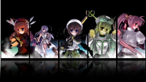 Anime picture 1920x1080 with mahou shoujo lyrical nanoha yagami hayate signum vita reinforce zwei shamal graf eisen levantine long hair highres blonde hair brown hair wide image pink hair red hair girl sword