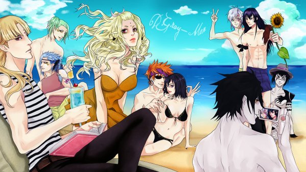 Anime picture 1241x700 with d.gray-man allen walker kanda yuu lavi lenalee lee howard link alma karma tevak tokusa madarao neah purple-meow (artist) long hair short hair blue eyes light erotic black hair blonde hair red eyes wide image