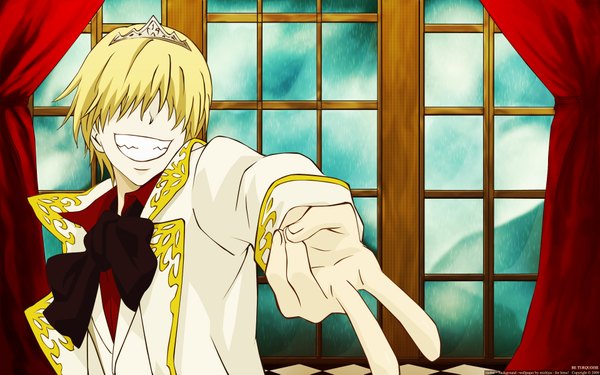 Anime-Bild 1920x1200 mit katekyou hitman reborn belphegor (khr) highres blonde hair smile wide image grin hair over eyes boy tiara