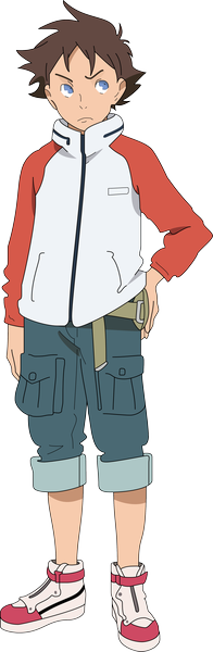 Anime picture 1886x5762 with eureka seven studio bones renton thurston single tall image highres short hair blue eyes brown hair hand on hip transparent background vector boy jacket boots