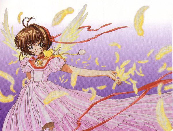 Anime picture 1437x1092 with card captor sakura clamp kinomoto sakura loli angel wings