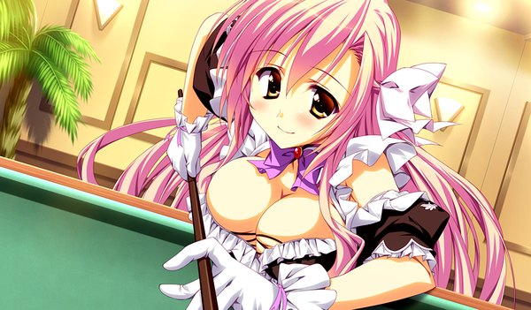 Anime picture 1536x900 with cure mate club (game) breasts light erotic wide image purple eyes pink hair game cg huge breasts girl