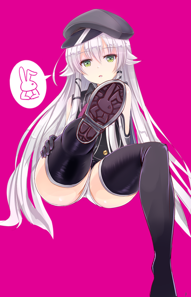 Anime picture 2608x4040 with eiyuu densetsu altina orion minazuki (jo) single long hair tall image looking at viewer fringe highres open mouth light erotic simple background hair between eyes sitting green eyes payot silver hair :o zettai ryouiki hand on hip