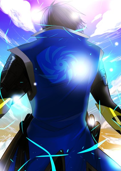 Anime picture 2894x4093 with sengoku basara production i.g date masamune single tall image highres short hair black hair from behind back boy armor