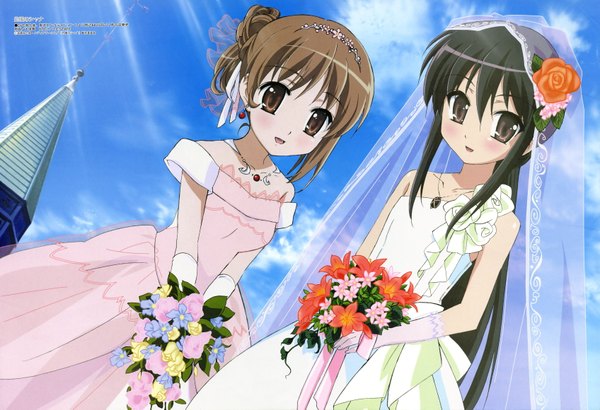 Anime picture 3389x2317 with shakugan no shana j.c. staff megami magazine shana yoshida kazumi highres official art loli wedding dress wedding dress