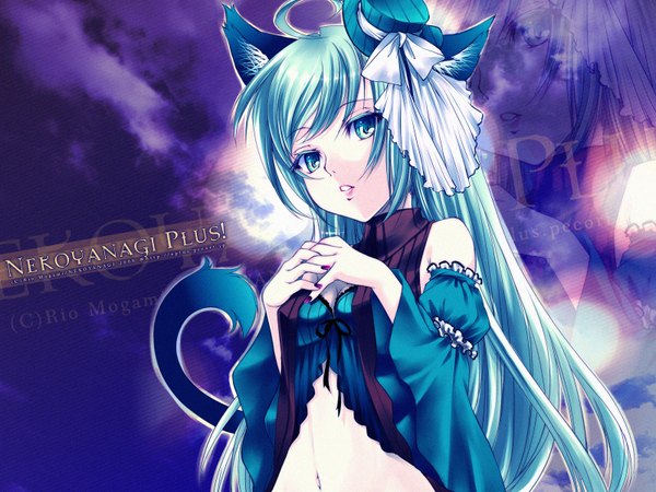 Anime picture 1600x1200 with mogami rio single long hair animal ears tail cat ears cat girl wallpaper girl