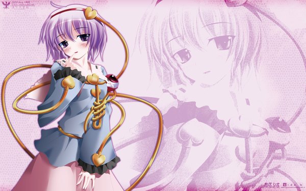 Anime picture 1400x875 with touhou komeiji satori blush wide image purple eyes purple hair girl hairband