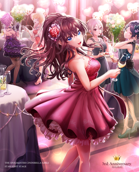 Anime picture 2100x2600 with idolmaster idolmaster cinderella girls idolmaster cinderella girls starlight stage ichinose shiki jougasaki mika hayami kanade miyamoto frederica shiomi shuuko akapii (jun 0512) long hair tall image looking at viewer blush fringe highres short hair open mouth blue eyes blonde hair smile