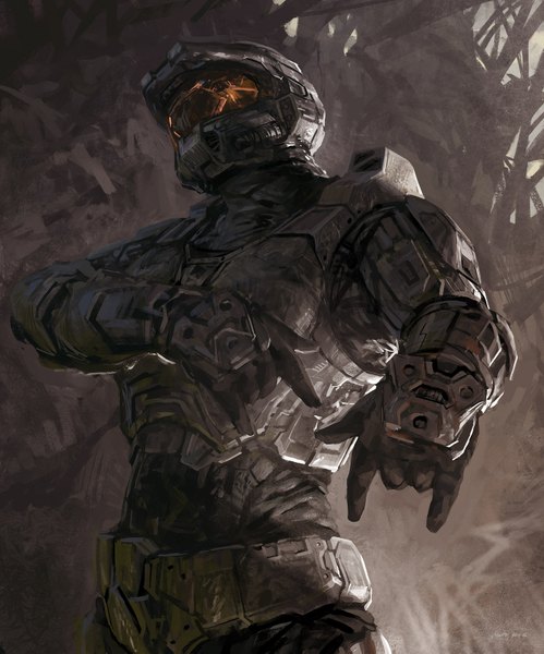 Anime picture 1400x1683 with halo (game) master chief tagme (artist) single tall image boy armor helmet