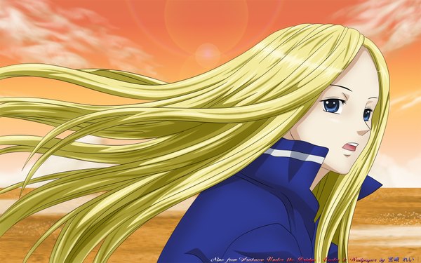 Anime picture 1920x1200 with arakawa under the bridge shaft (studio) nino long hair highres blue eyes blonde hair wide image