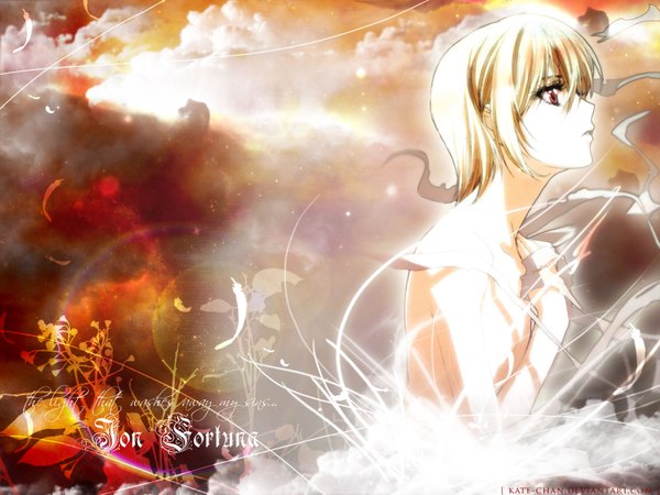 Anime picture 1600x1200 with trinity blood gonzo short hair blonde hair red eyes boy