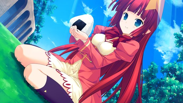 Anime picture 1280x720 with tiny dungeon (game) rosebleu von term single long hair blue eyes wide image game cg red hair girl