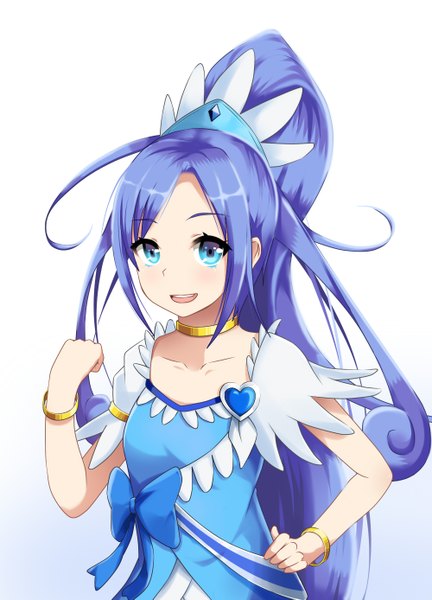 Anime picture 1000x1387 with dokidoki! precure cure diamond galois (trex9704) single long hair tall image blue eyes simple background smile purple hair girl choker bracelet