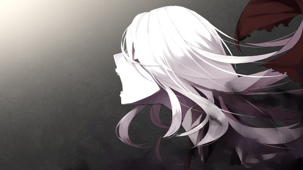 イラスト 1920x1080 と 東方 ルーミア 春場ねぎ ソロ 長髪 highres 開いた口 wide image white hair プロフィール pale skin 女の子