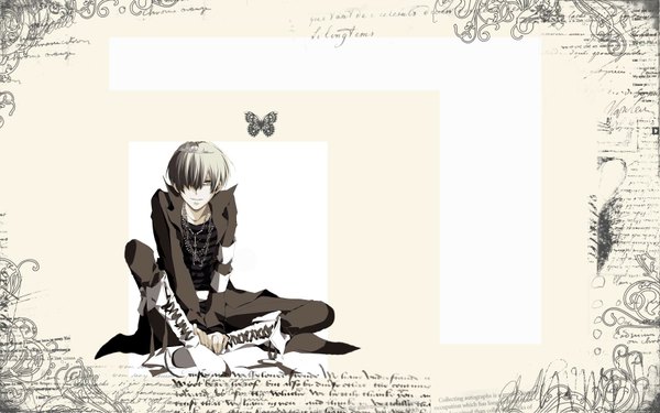 Anime picture 1680x1050 with katekyou hitman reborn belphegor (khr) wide image boy insect butterfly jewelry tiara