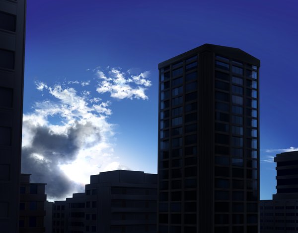 Аниме картинка 1601x1251 с оригинальное изображение nagishiro mito небо облако (облака) город пейзаж здание (здания)