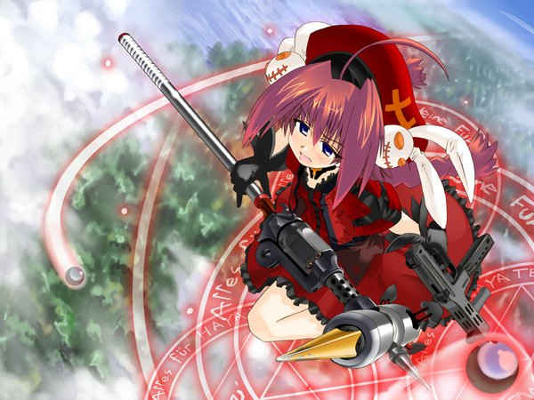 Anime picture 1024x768 with mahou shoujo lyrical nanoha vita excel (artist) girl gun