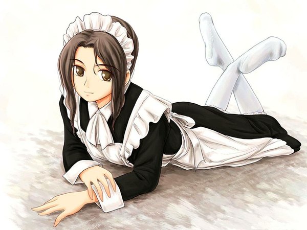 Anime picture 1024x768 with victorian romance emma studio pierrot emma (victorian romance emma) maid socks knee socks