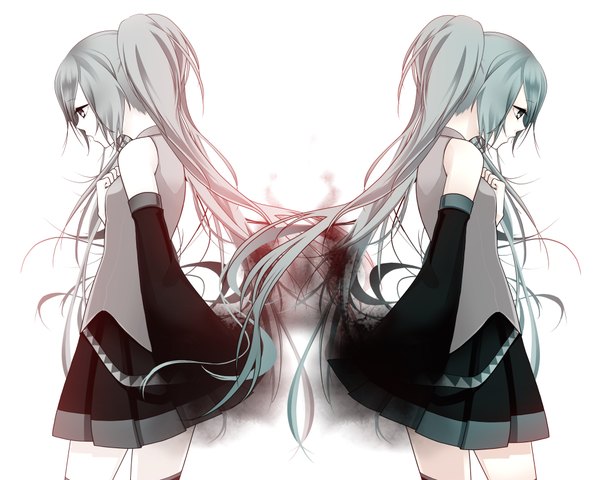 Anime picture 2000x1600 with vocaloid hatsune miku highres white background multicolored girl