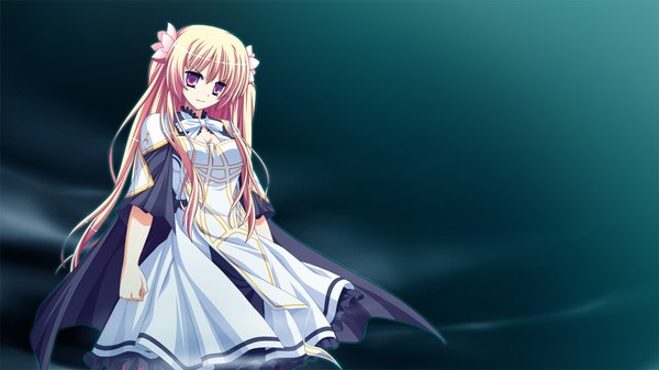 Anime picture 1280x720 with fortissimo//akkord:bsusvier (game) sakura (fortissimo) ooba kagerou long hair blonde hair red eyes wide image game cg girl dress