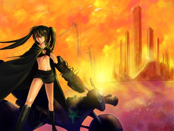 Anime picture 1200x905 with black rock shooter black rock shooter (character) twintails girl tagme