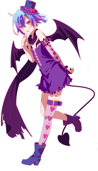 Anime picture 740x1284 with no game no life madhouse plum (no game no life) fuchima single tall image looking at viewer blush fringe short hair open mouth hair between eyes standing purple eyes signed blue hair full body ahoge tail watermark