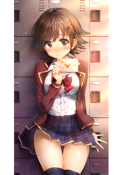 Anime-Bild 952x1347 mit idolmaster idolmaster cinderella girls idolmaster cinderella girls starlight stage honda mio kuria (clear trip second) single tall image looking at viewer blush fringe short hair breasts light erotic smile hair between eyes brown hair holding brown eyes long sleeves nail polish