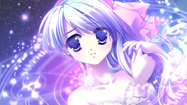 Anime picture 1024x576 with toki o kanaderu waltz salene de long hair blue eyes wide image game cg white hair girl