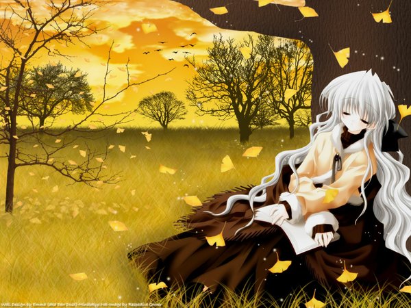Anime picture 1600x1200 with sakurazawa izumi autumn ginkgo tagme