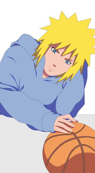 Anime picture 2036x3700 with naruto studio pierrot naruto (series) kraddy07 tall image highres short hair blue eyes simple background blonde hair white background basketball
