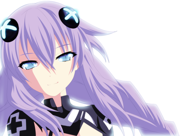 Anime picture 1350x1020 with choujigen game neptune purple heart dxign single long hair blue eyes smile purple hair coloring portrait close-up transparent background girl