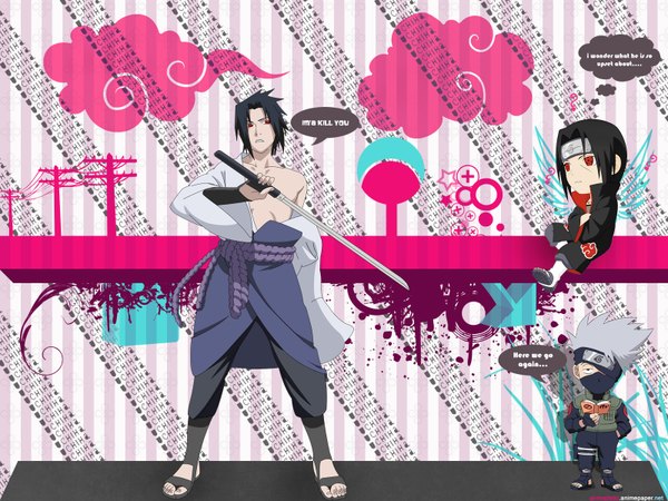 Anime picture 1600x1200 with naruto studio pierrot naruto (series) uchiha sasuke uchiha itachi hatake kakashi akatsuki sharingan