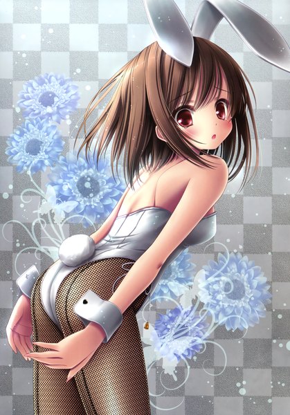 Anime picture 2304x3300 with ro-kyu-bu! project no.9 kashii airi tinker bell single tall image blush highres short hair open mouth light erotic red eyes brown hair bare shoulders animal ears absurdres ass tail animal tail scan