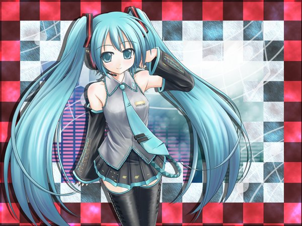 Anime picture 1600x1200 with vocaloid hatsune miku mugityax highres girl