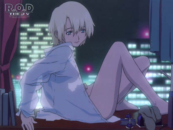 Anime picture 1600x1200 with read or die j.c. staff light erotic open clothes open shirt naked shirt