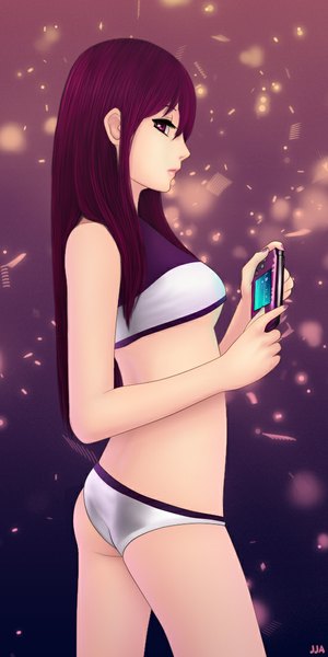 Anime picture 550x1100 with original khalitzburg single long hair tall image looking at viewer light erotic pink eyes girl underwear panties psp