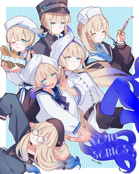 Anime-Bild 2000x2500 mit fate (series) fate/grand order nemo (fate) captain nemo (fate) professor nemo (fate) baker nemo (fate) engineer nemo (fate) marine nemo (fate) nurse nemo (fate) macchoko long hair tall image looking at viewer highres short hair open mouth blonde hair smile twintails payot