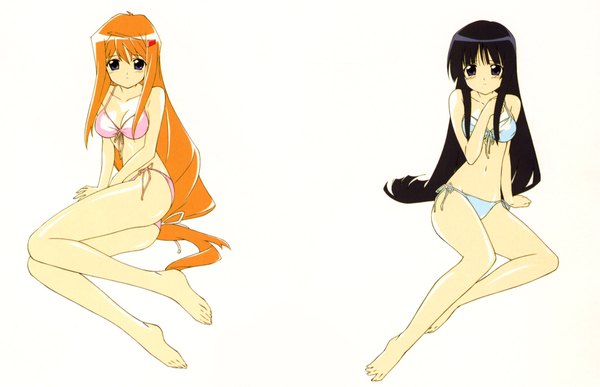 Аниме картинка 2000x1291 с боевые роботы дзинки feel (studio) tsuzaki aoba hiiragi akao tsunashima shirou высокое разрешение лёгкая эротика несколько девушек девушка 2 девушки купальник бикини