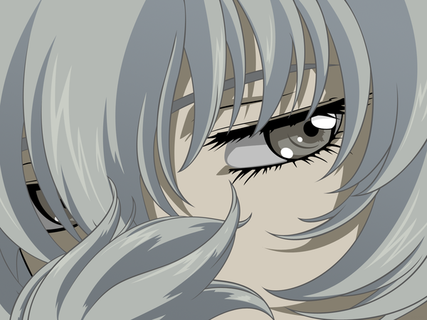 Аниме картинка 1600x1200 с стальная тревога! gonzo teletha testarossa чёлка серебряные волосы серые глаза крупный план векторная графика девушка