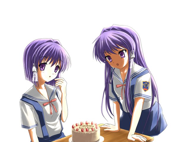 Anime picture 1280x1024 with clannad key (studio) fujibayashi kyou fujibayashi ryou white background