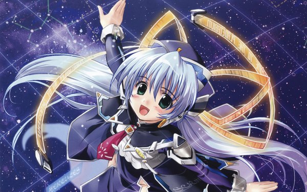 Anime picture 1920x1200 with planetarian hoshino yumemi komatsu eiji long hair blush highres wide image green eyes blue hair girl