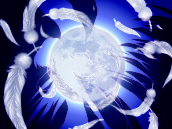 Anime picture 1024x768 with air key (studio) blue background moon tagme