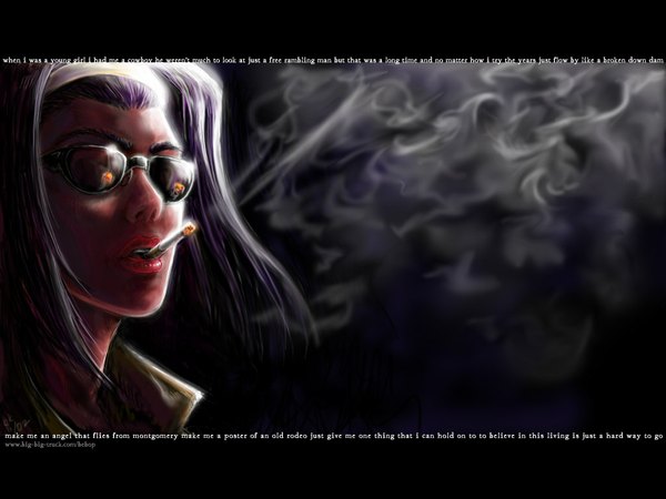 Anime picture 1024x768 with cowboy bebop sunrise (studio) faye valentine smoke smoking cigarette